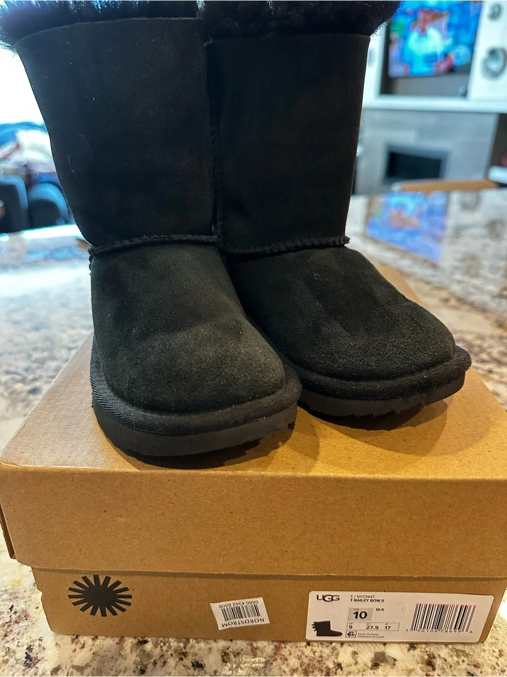 UGG Kids Bailey Bow II Fur-Trim Boots in Black